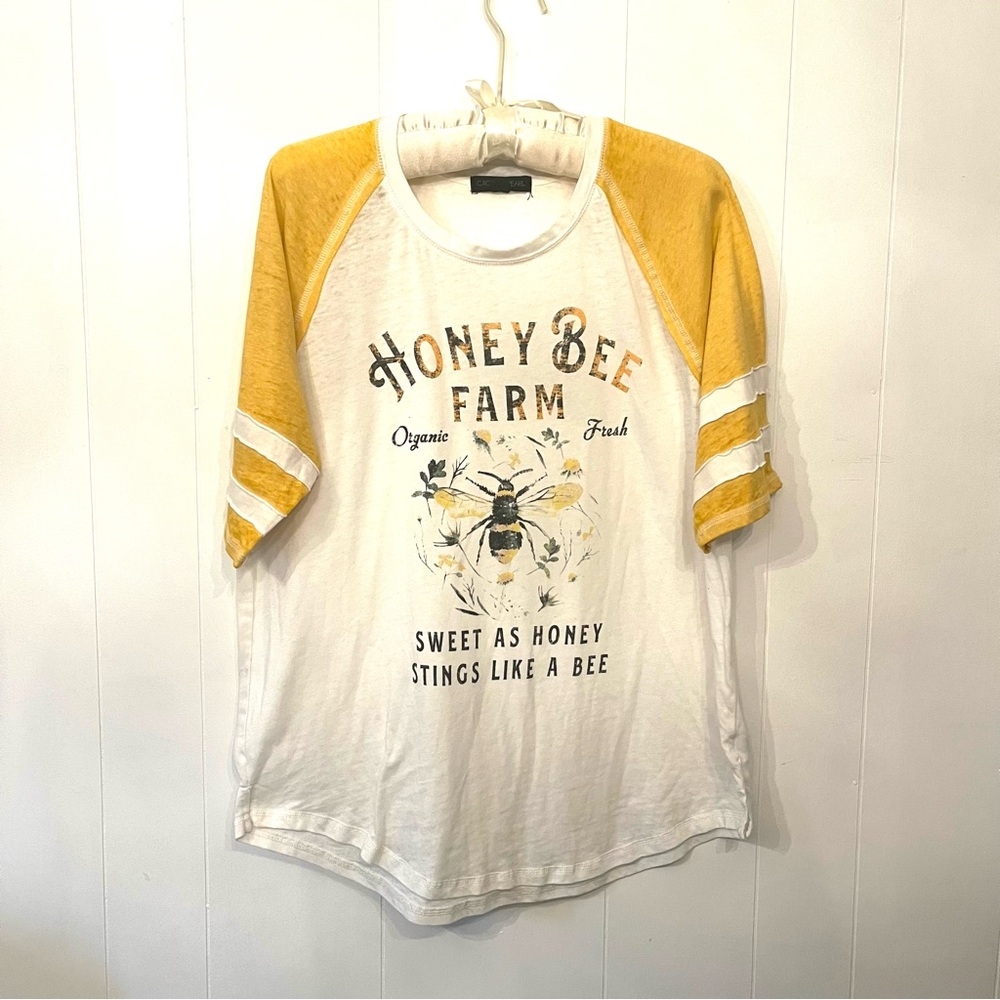 Honey Bee Farm Women’s Raglan Shirt - Yellow and White